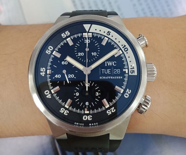 台中流當手錶 手錶拍賣 原裝 IWC 萬國 飛行員 計時 自動 男錶 9成5新 喜歡價可議 KR030